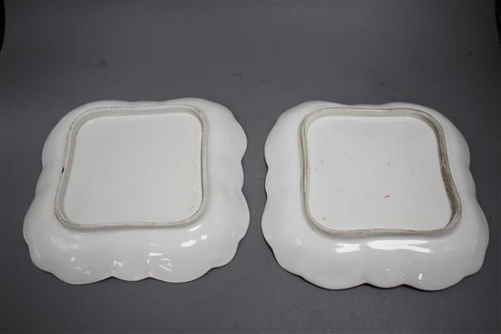 A pair of Swansea square dessert dishes, c.1820, both with impressed SWANSEA mark,
